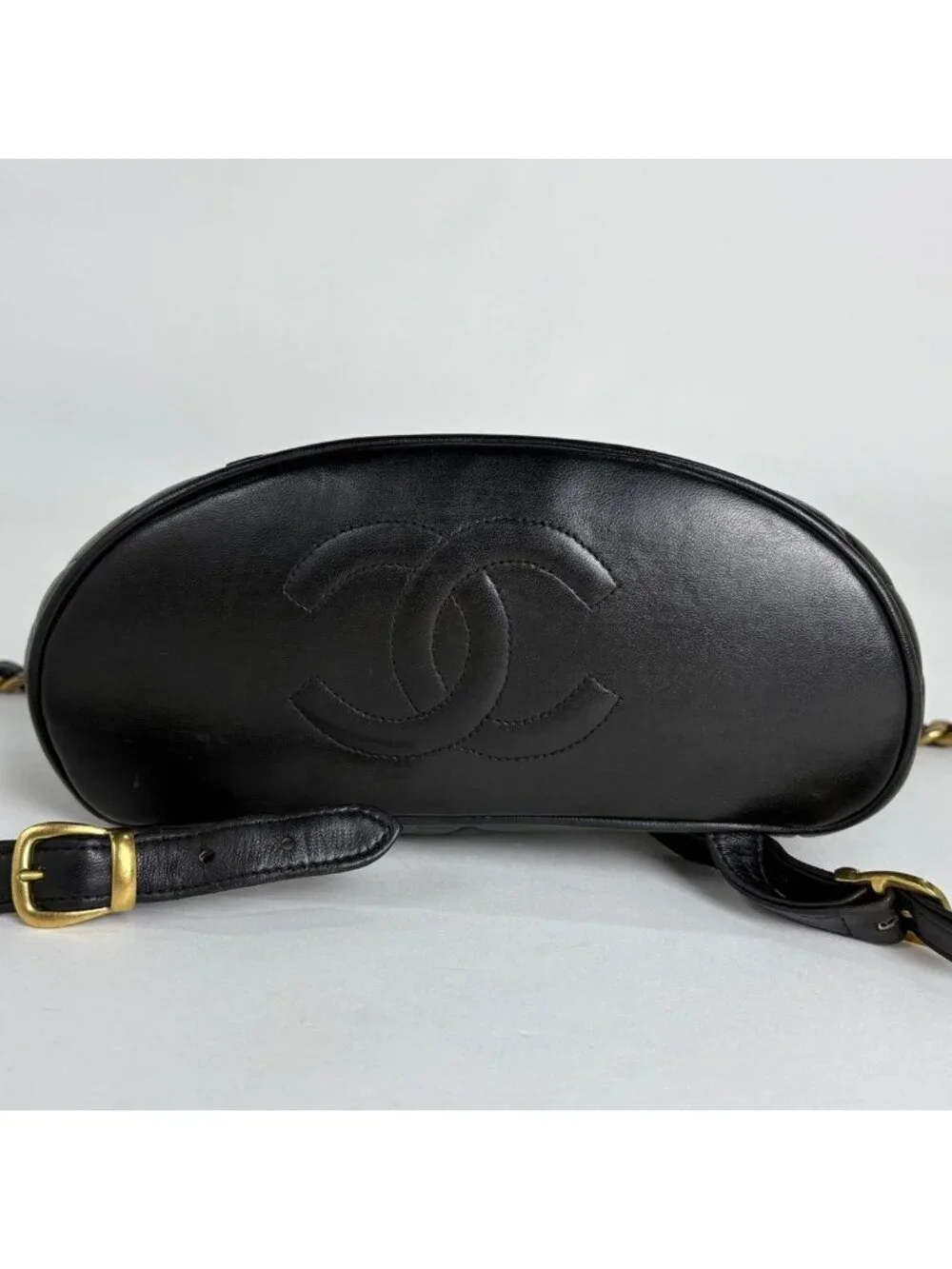 Chanel Backpack CC Logo Leather Black